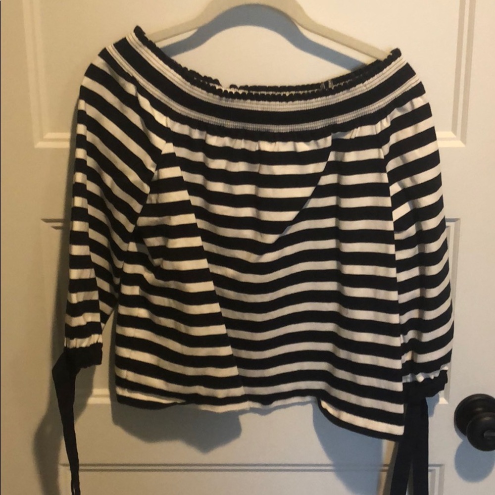 Jcrew striped off the shoulder top.